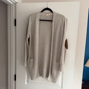 Women's Cream Cardigan Sweater with Brown Accents
